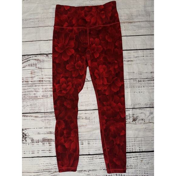 Athleta Elation Texture Tight Crop Length Red Size S Small Floral Print - Picture 1 of 5